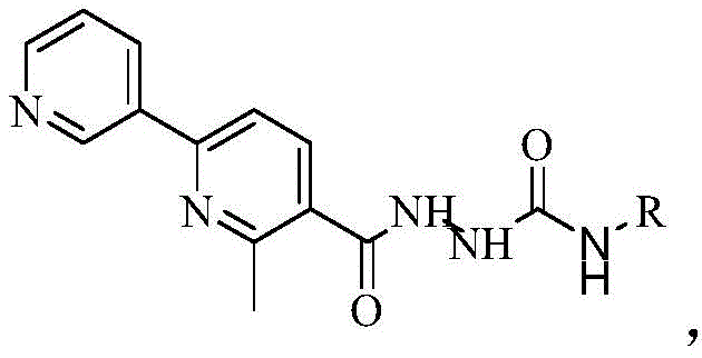 General chemical structure of the semicarbazide compound showing the bi-pyridine core and variable R group substitution
