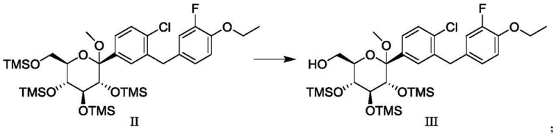 Selective deprotection reaction converting Formula II to Formula III