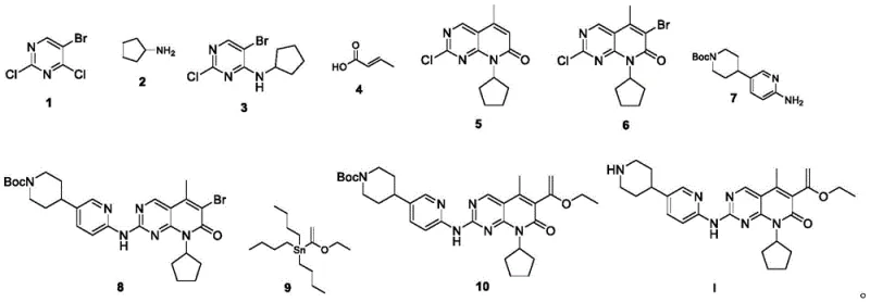 Complete 6-step synthetic route for SHR6390 showing reagents and conditions