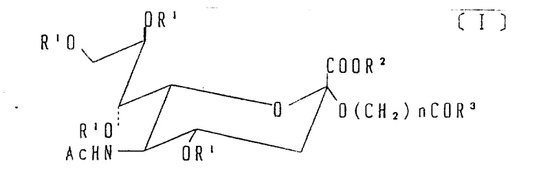 General Formula I of sialic acid derivatives with active carbonyl groups