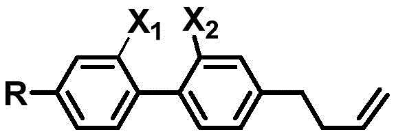 General chemical structure of side-fluorine biphenyl diluent showing lateral fluorine and butenyl substituents