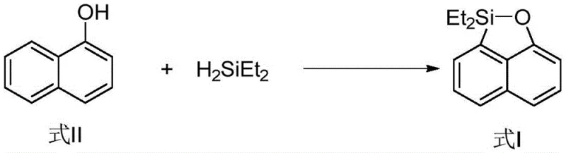 Specific synthesis reaction of 1-naphthol with diethylsilane and norbornene catalyzed by ruthenium to form the silicon-fused product