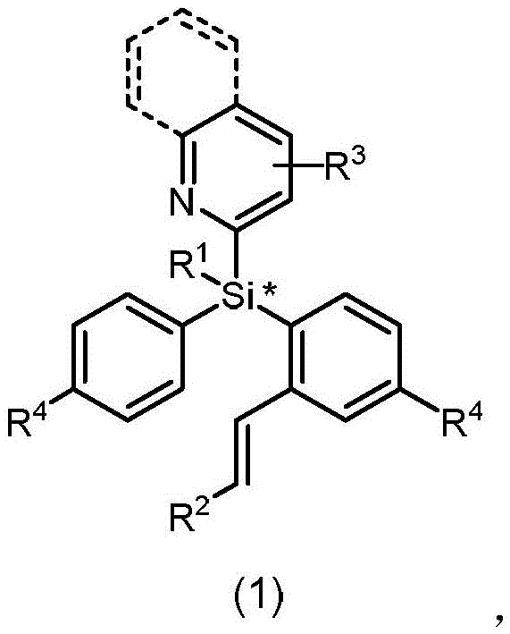 General structural formula of silicon stereocenter chiral compounds showing variable substituents R1 to R4