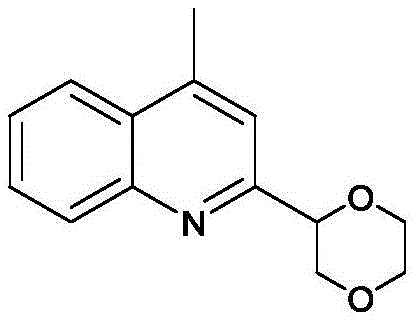 Specific synthesis example of 4-methyl-2-(2-1,4-dioxanyl)quinoline showing high yield under mild conditions