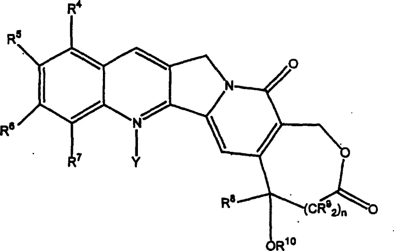 Chemical structures of camptothecin, homocamptothecin, and their 7-silyl derivatives