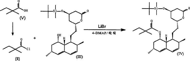 Reaction scheme of prior art method using LiBr showing complexity and limitations