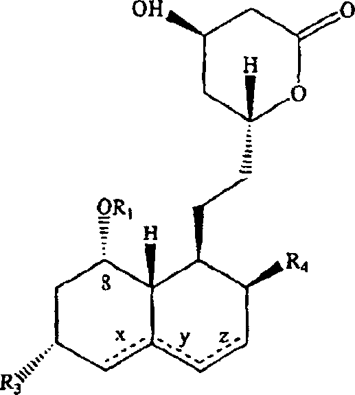 General reaction scheme converting Formula II statins to Formula I semi-synthetic statins