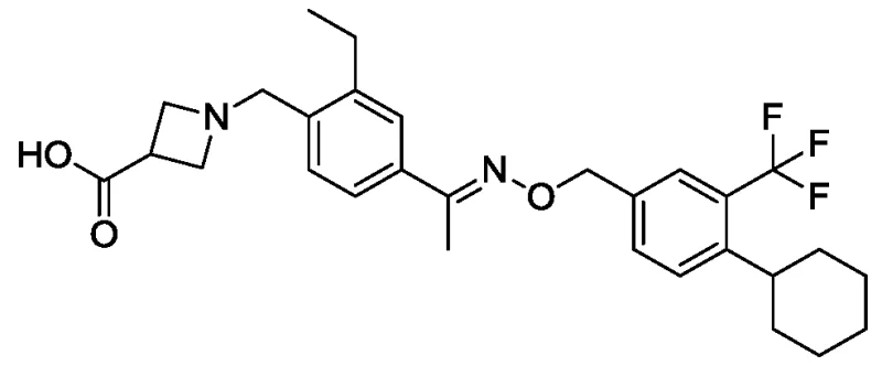 Chemical structure of Siponimod (Formula VII) showing the core azetidine and trifluoromethyl-cyclohexyl moieties
