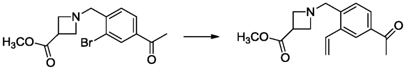 Reaction scheme showing the Suzuki coupling of Formula III to Formula IV using potassium vinyltrifluoroborate