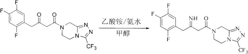 Formation of the imine intermediate from the ketone precursor using ammonium acetate