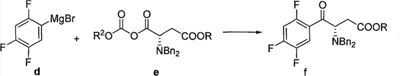 Grignard coupling reaction scheme showing the formation of the key keto-ester intermediate from mixed anhydride