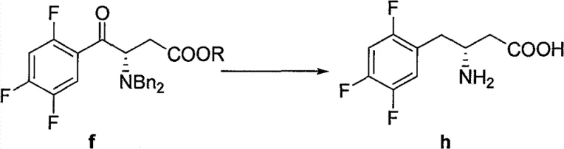 Hydrogenolysis and deprotection step converting the keto-ester to the final amino acid intermediate