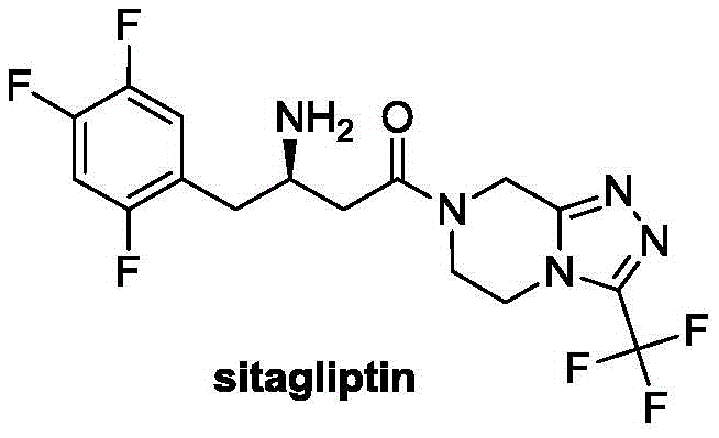 Chemical structure of Sitagliptin showing the target API framework
