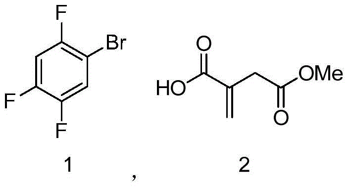 Heck reaction scheme converting trifluorobromobenzene to alkene intermediate