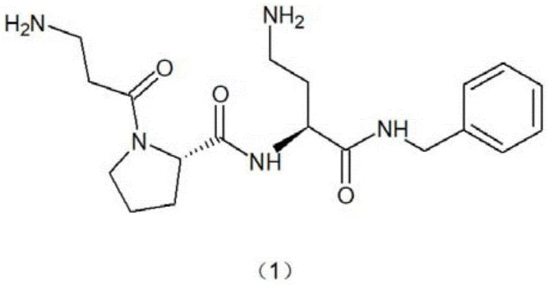 Chemical structure of the target snake venom-like tripeptide Beta-Ala-Pro-Dab-NHBzl
