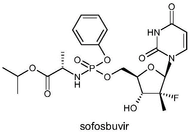 Chemical structure of Sofosbuvir showing the core nucleoside scaffold