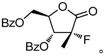 Chemical structure of the target Sofosbuvir intermediate 2R-2-deoxy-2-fluoro-2-methyl-D-erythropentonic acid-gamma-lactone-3, 5-dibenzoate