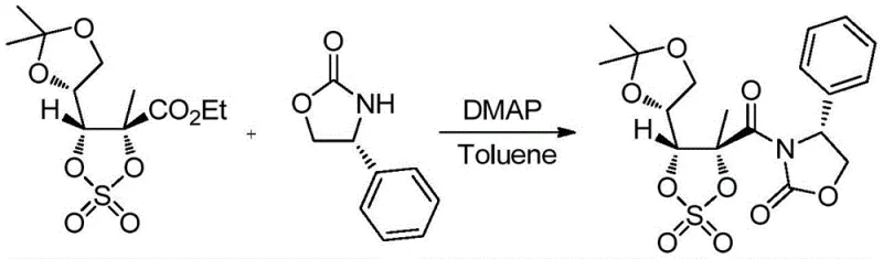 Reaction scheme of Step A showing the condensation of cyclic sulfate with 4-phenyl-2-oxazolidone