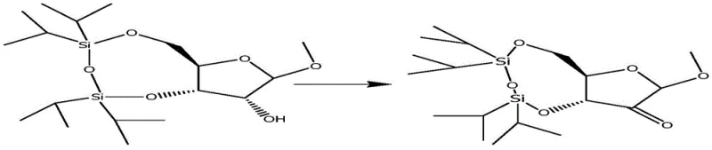 Selective TEMPO-mediated oxidation of protected nucleoside intermediate to ketone