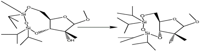 Stereocontrolled fluorination of tertiary alcohol intermediate using DAST reagent