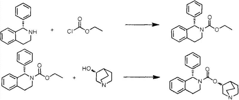 Prior art synthesis route using ethyl chloroformate and sodium hydride showing hazardous reagents