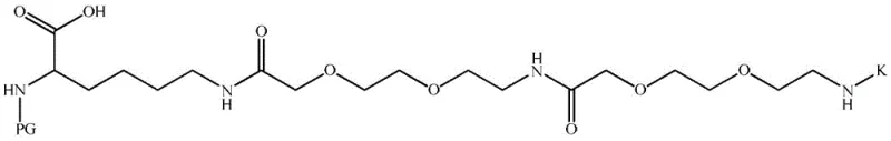 General structural formula of the Somaglutide side chain intermediate PG-Lys(AEEA-AEEA-K)-OH