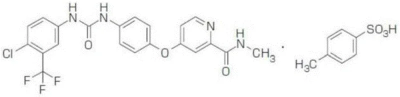 Chemical structure of Sorafenib Tosylate showing the core biaryl urea scaffold