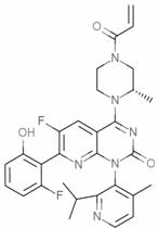 Chemical structure of AMG510 (Sotorasib) showing the core pyridine and urea motifs