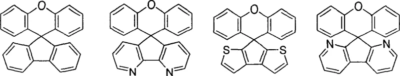 Specific spiro-xanthene structures including fluorene and heterocyclic variants