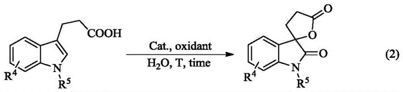General reaction formula for spiro indolone synthesis from 3-indolepropionic acid derivatives