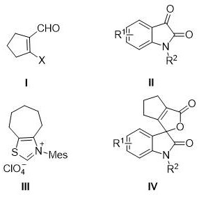 Chemical structures of reactants and spiro-oxindole product showing the core scaffold