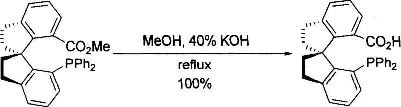 Hydrolysis step in the ligand synthesis converting the methyl ester to the carboxylic acid precursor