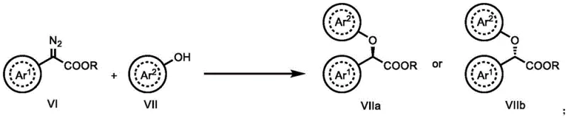 Reaction scheme showing Pd-catalyzed asymmetric insertion of diazo carbene into phenol O-H bond