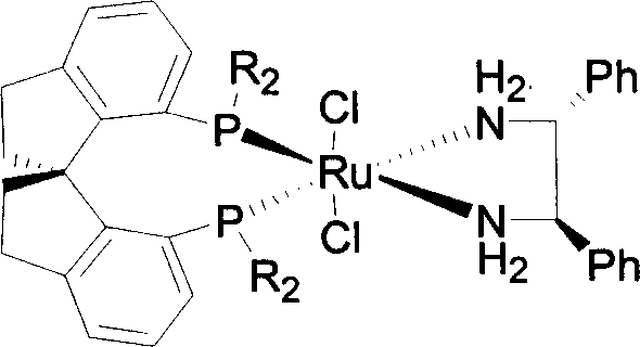 Structure of the bisphosphine-bisamine-ruthenium complex used for asymmetric hydrogenation