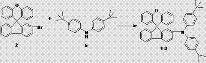 Reaction scheme for the synthesis of spirofluorene xanthene derivative 1-3 demonstrating the versatility of the coupling method