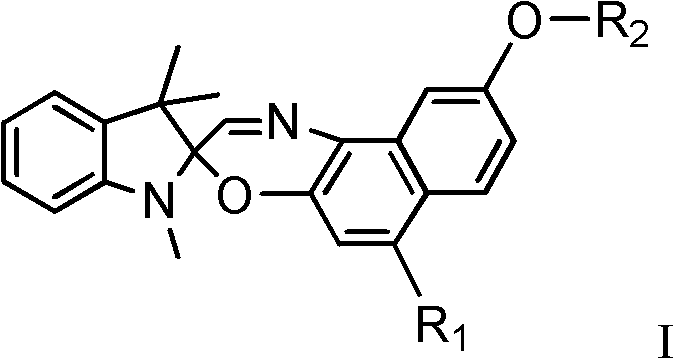 General chemical structure of Formula I showing the spirooxazine core with R1 and R2 substituents