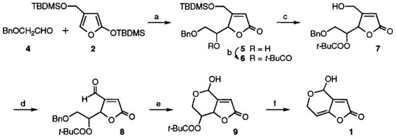 General synthesis scheme for stable isotope labeled patulin-13C7 showing key intermediates and reaction steps