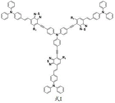 Chemical structure of the star-shaped molecule Formula I showing TPA core and BDT arms
