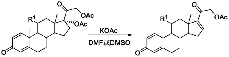 Conventional elimination reaction using Potassium Acetate in high boiling solvents like DMF or DMSO