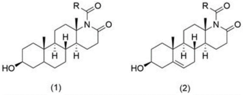 General chemical structures of steroidal piperidone derivatives formula 1 and 2