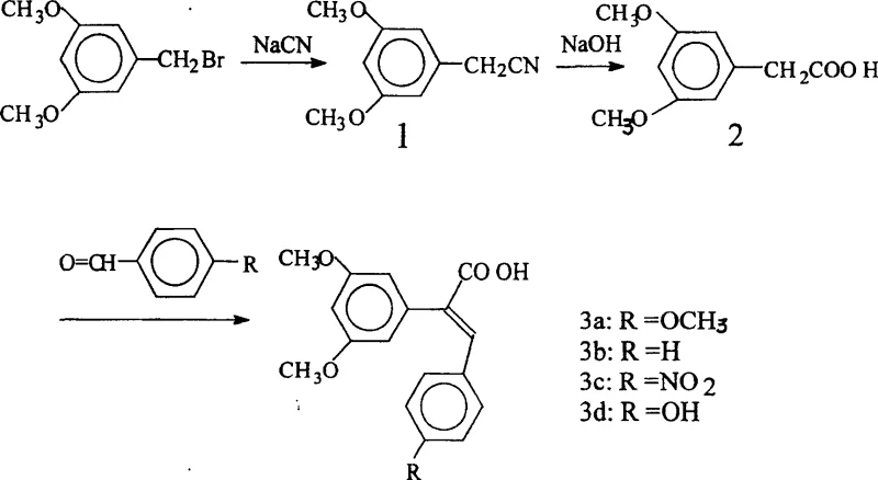 Complete synthetic reaction scheme showing cyanation, hydrolysis, and condensation steps