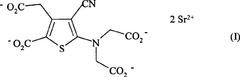 Chemical structure of Strontium Ranelate Formula I showing the distrontium salt complex