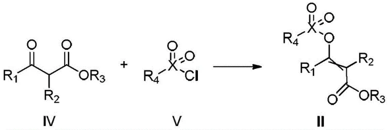 Synthesis of activated intermediate Formula II from beta-keto ester and sulfonyl chloride