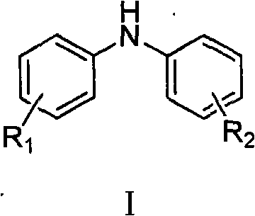 General chemical structure of substituted diphenylamine (Formula I) showing variable substituents R1 and R2