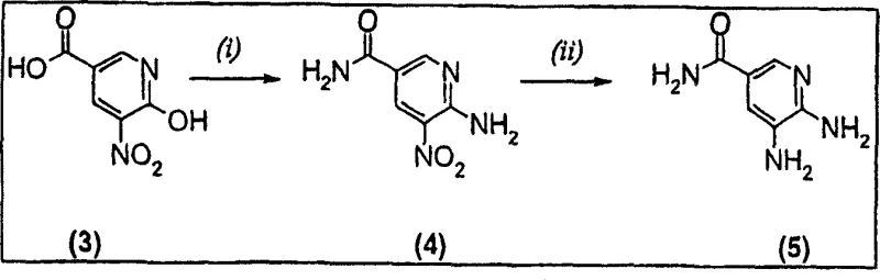 Scheme 1 detailing the preparation of diamino precursors from nitro-nicotinic acid derivatives