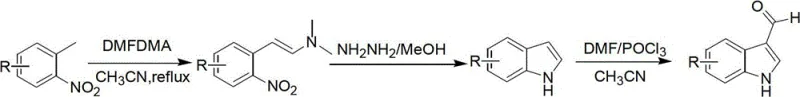 General three-step reaction scheme for substituted indole-3-carbaldehyde synthesis