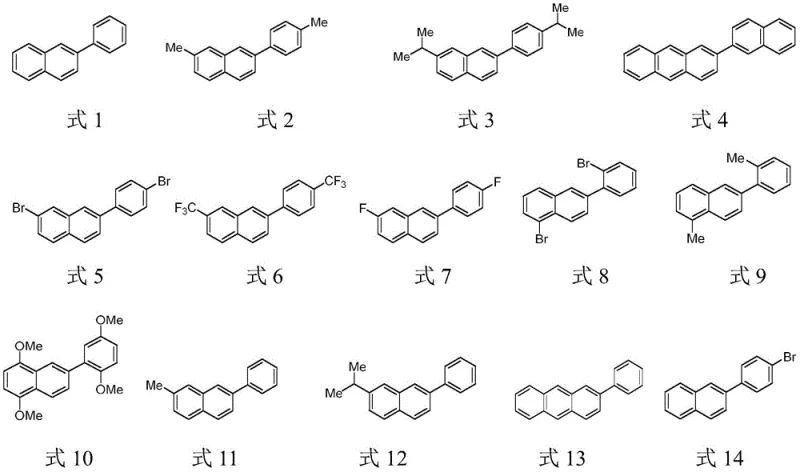 Structural diversity of synthesized substituted naphthalene derivatives showing fourteen distinct compounds with varying substituents including halogens, alkyl groups, and aryl moieties