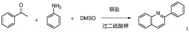 Prior art copper-catalyzed synthesis of 2-substituted quinoline showing reliance on metal catalysts