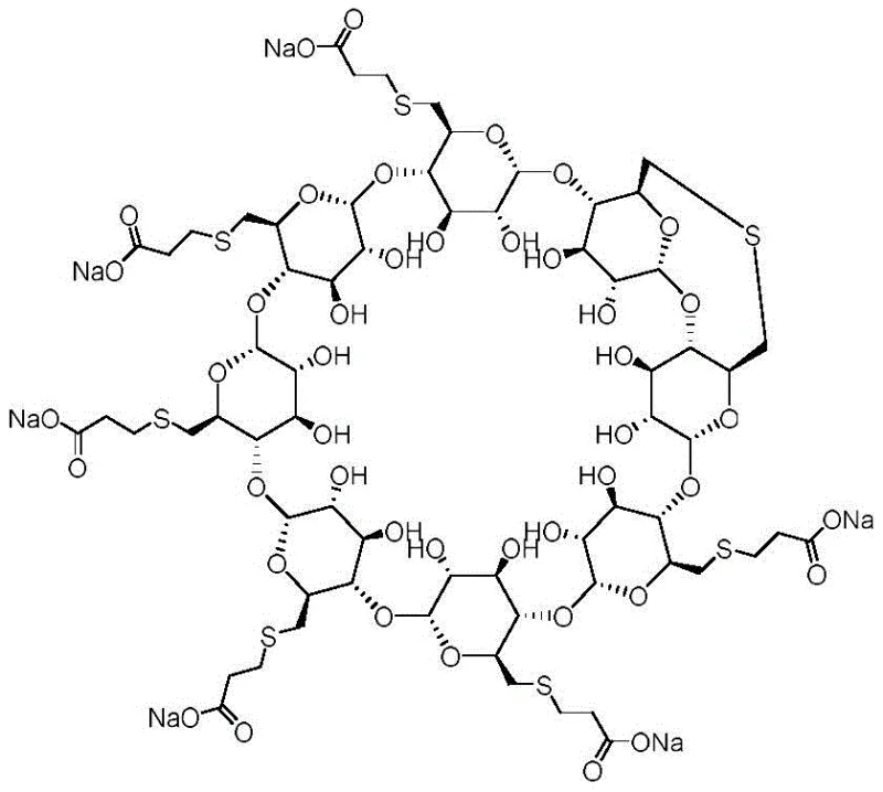 Structure of the intramolecular thioether impurity showing the sulfur bridge connecting cyclodextrin units
