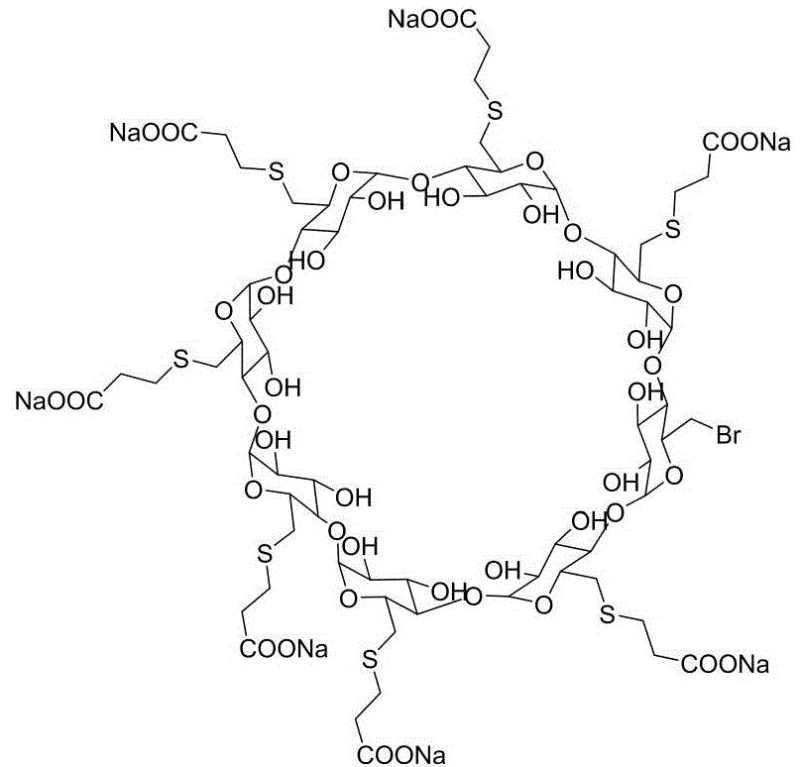 Chemical structure of the hepta-substituted sugammadex sodium impurity with one remaining bromine atom